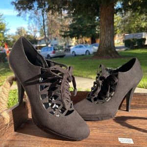 Black Bootie - Lace Up Stiletto Platform